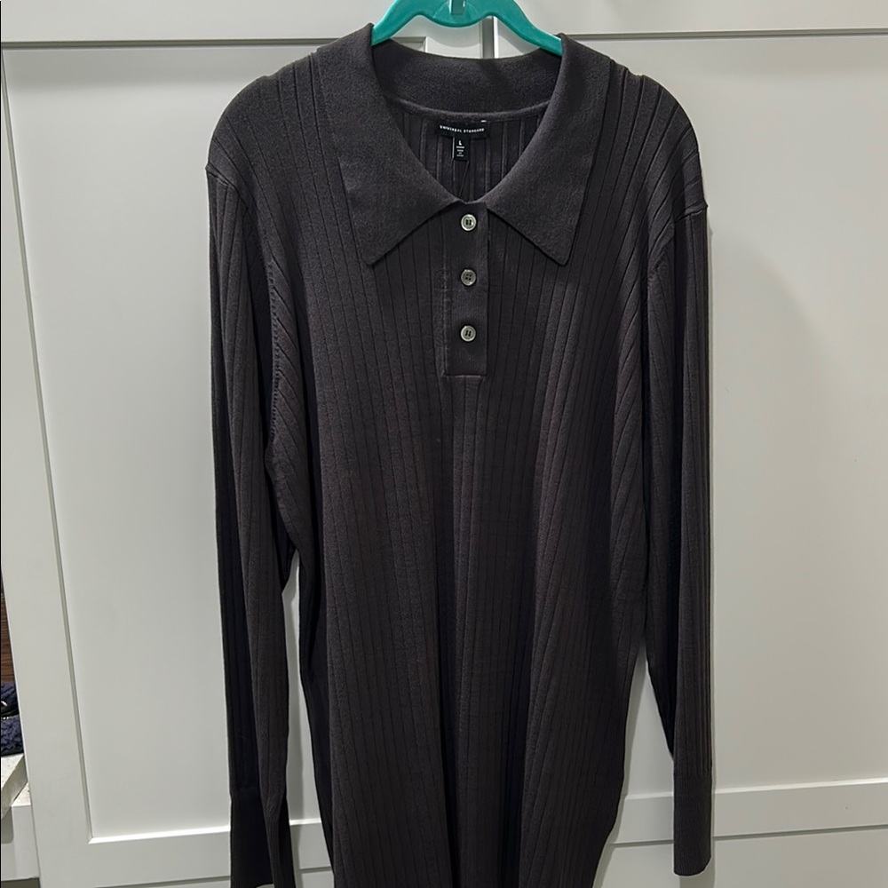 Universal Standard Charcoal Ribbed Long Sleeve Shirt US Large (women’s 20-22)